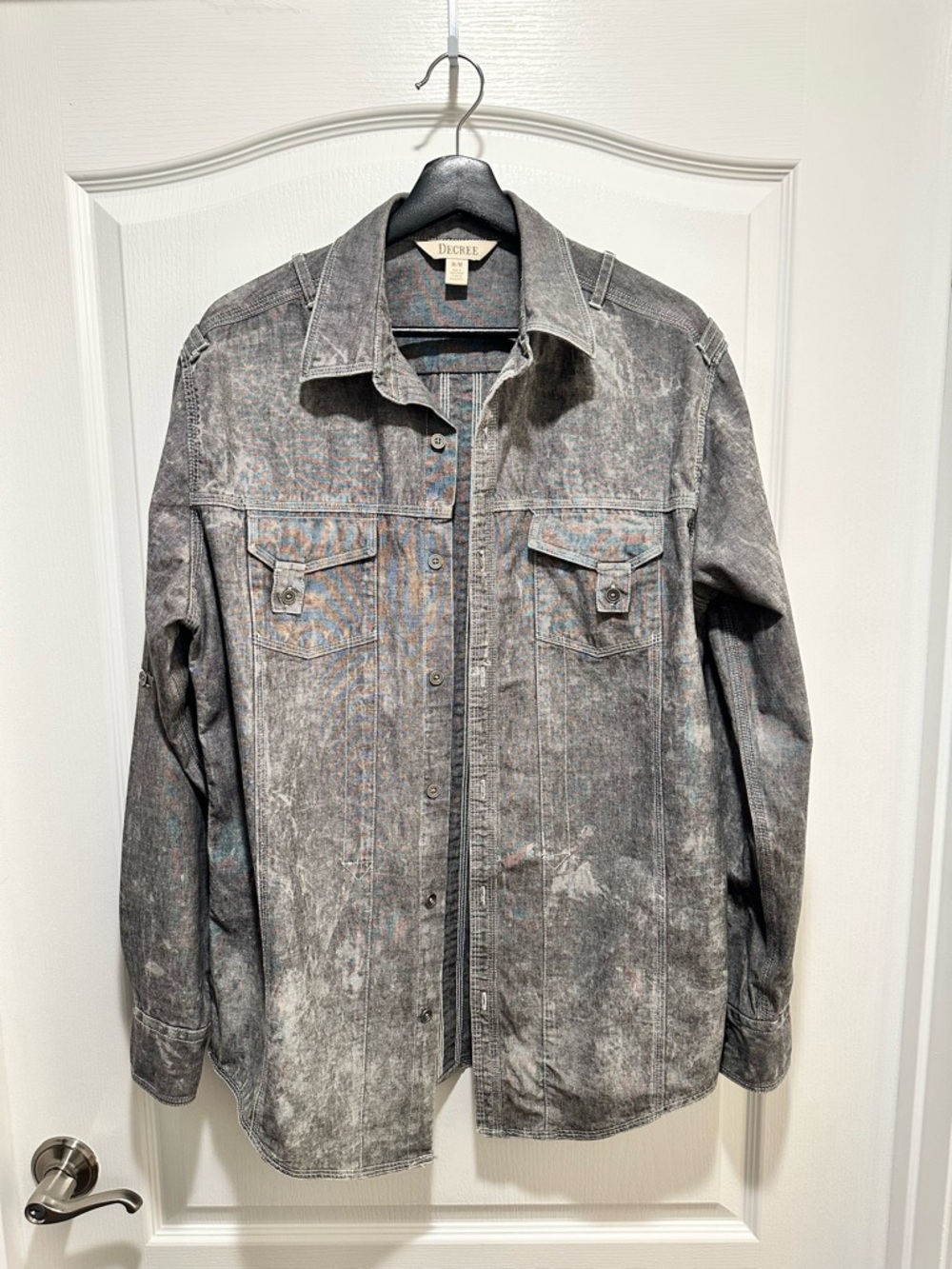 Decree Men’s Denim Rustic Gray Button-down Shirt, Size Medium